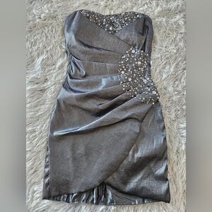 NWT Speechless Dress Gunmetal Grey Mini Sleeveless Rhinestone Formal Junior 5